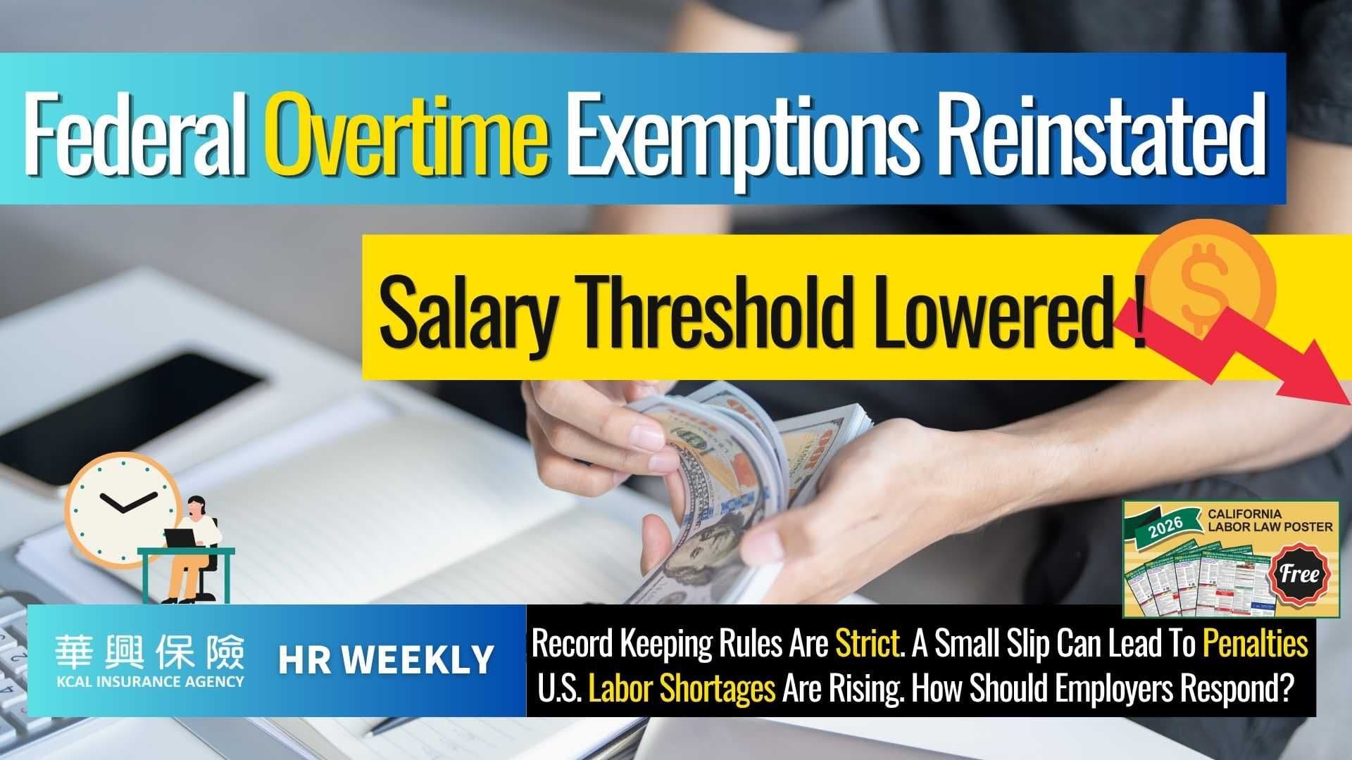 Federal Overtime Exemption Standards Reinstated — Are Companies Facing a Talent Crisis?