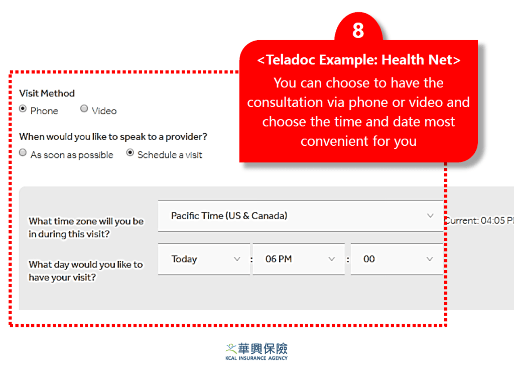 Choose visit method on Teladoc