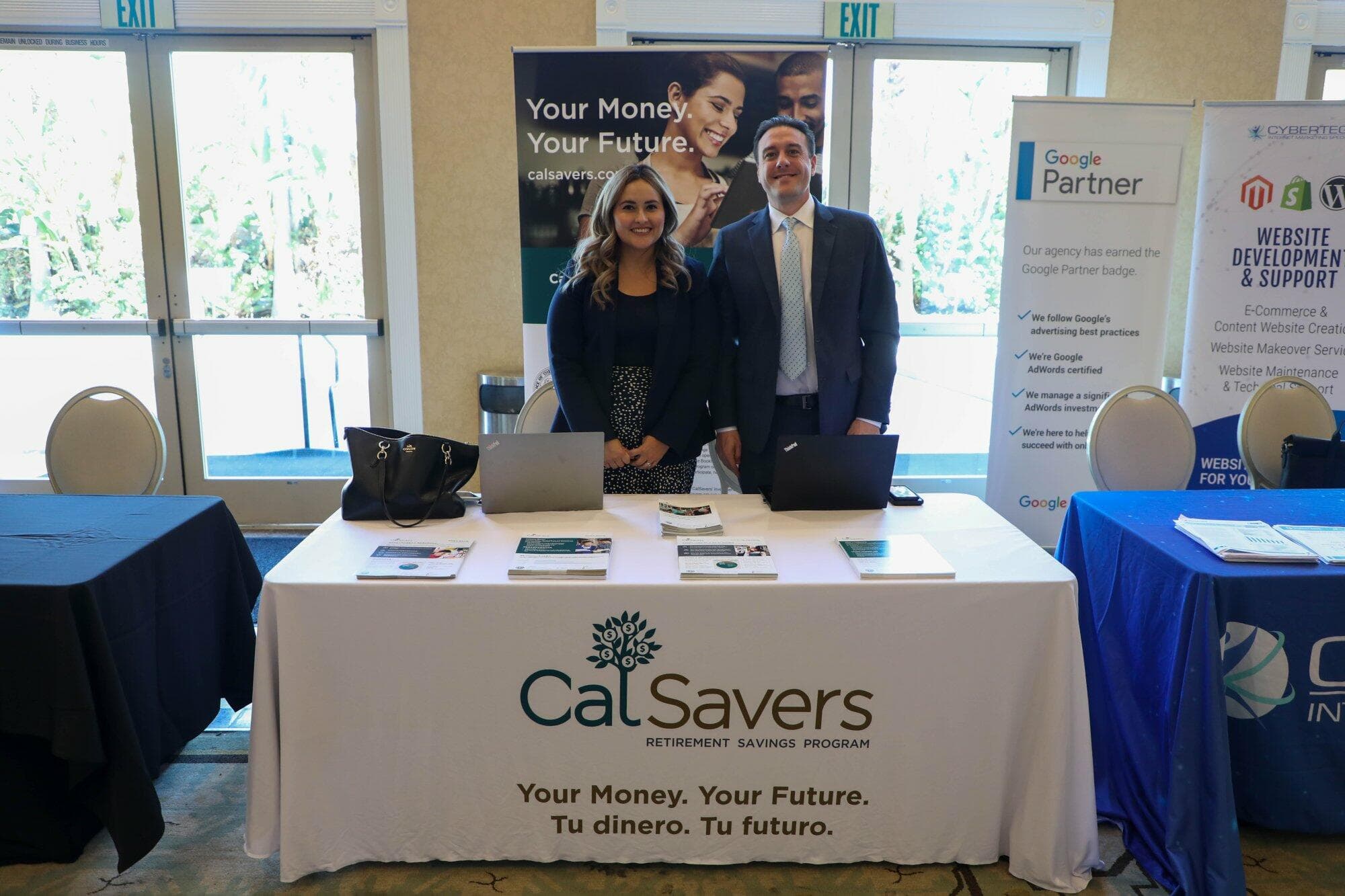 CalSavers representatives at their exhibitor table at the 2020 Business Owners Seminar
