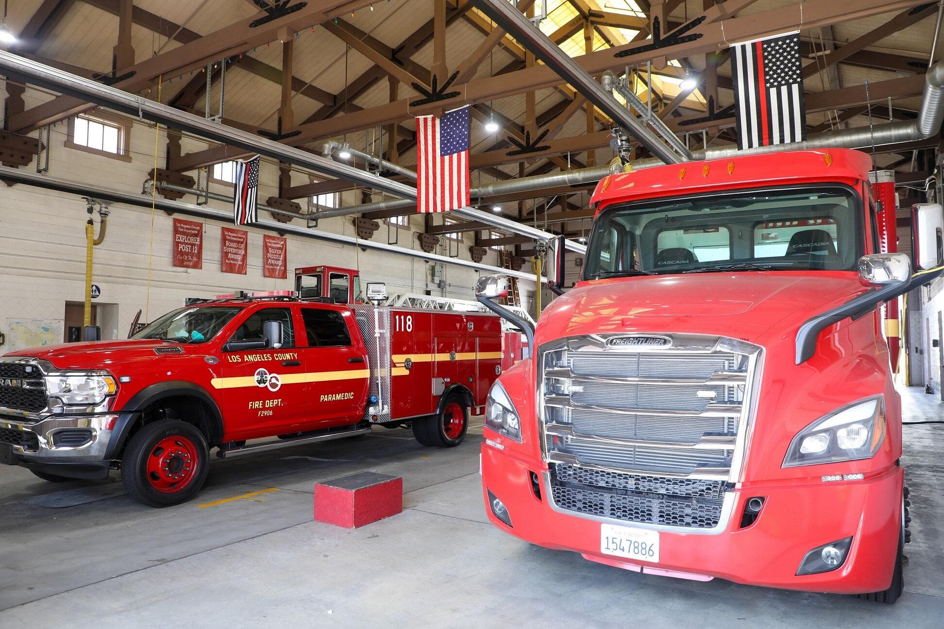 Fire trucks at LA County Fire Station 118
