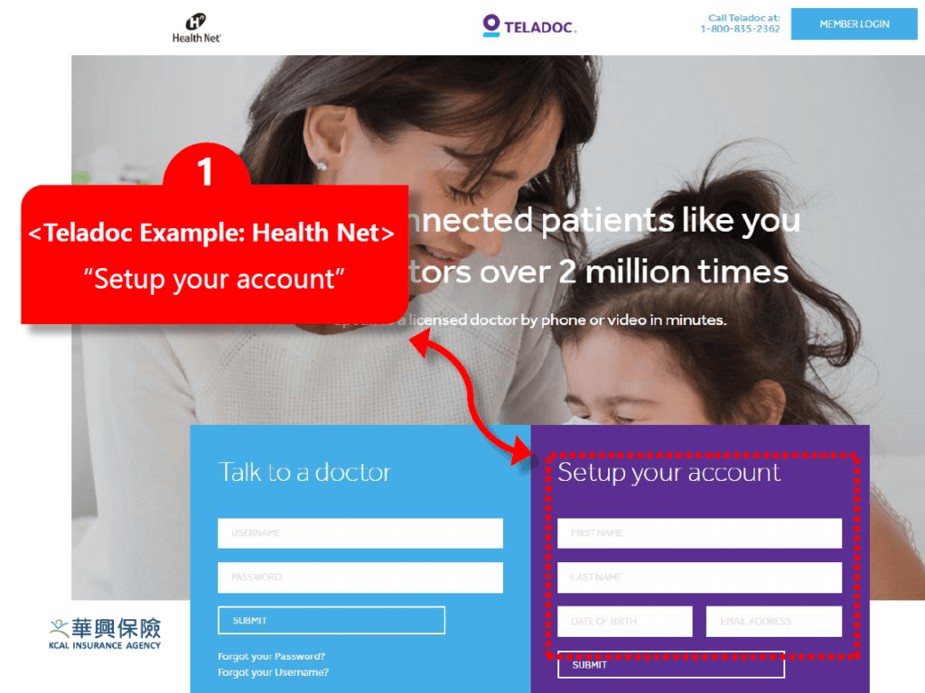 Setup account on Teladoc