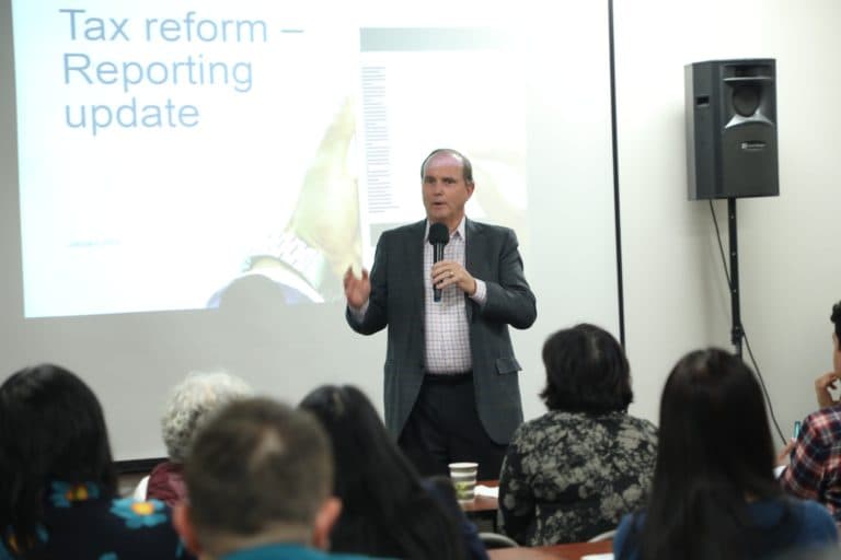 Adam Uttley, Tax Partner at KPMG LLP, speaking to attendees at the KCAL 2019 Business Owners Seminar