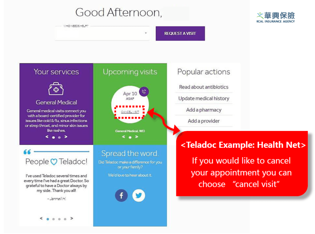 Cancel visit on Teladoc
