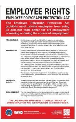 美國勞工部「Employee Rights: Employee Polygraph Protection Act」（僱員測謊保護法）海報