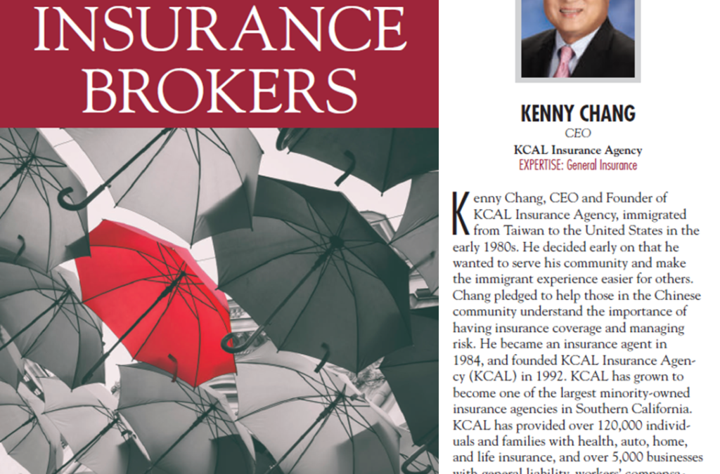 KCAL CEO Kenny Chang Named as One of 2019’s Most Influential Insurance Brokers