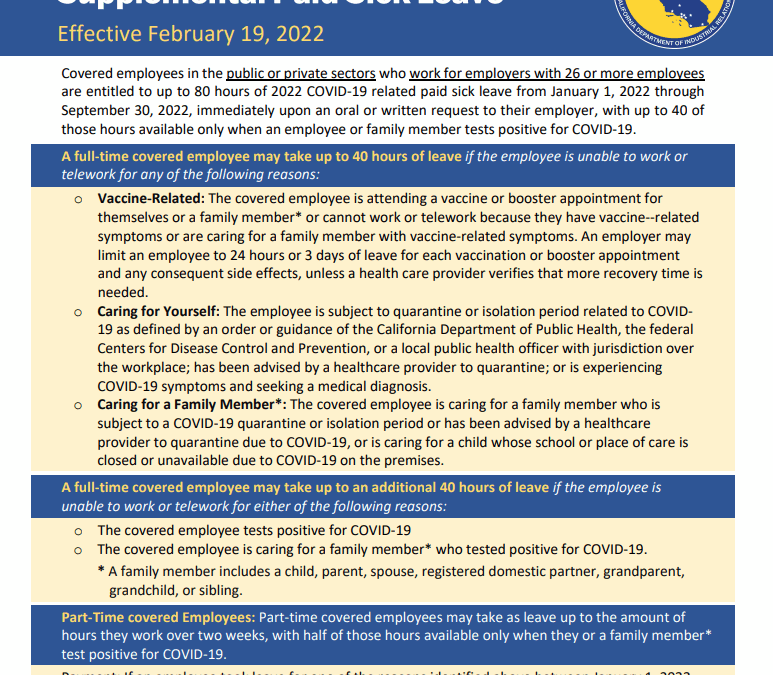 加州帶薪病假再延80小時，但不是人人都適用!